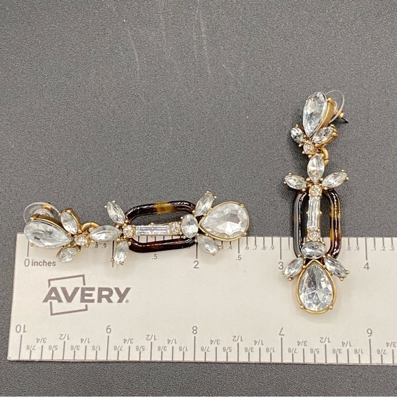 J.Crew Signed Tortoise Shell and Chunky Sparkly Dangle Earrings - Picture 10 of 11